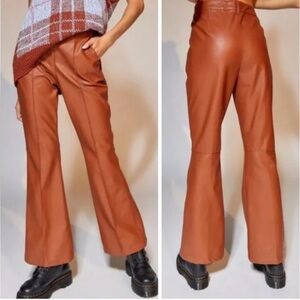 Urban Outfitters Isabella Faux Leather High Waist Trouser Flare Pant‎